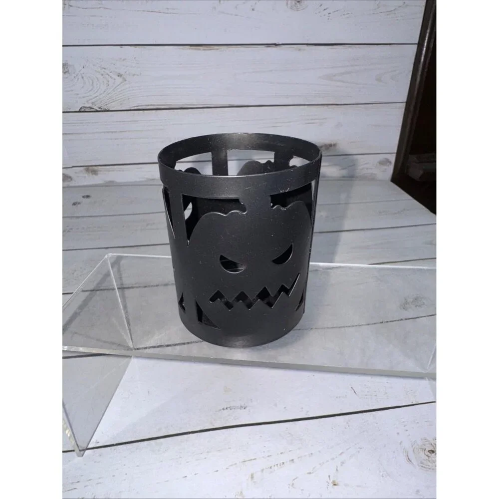 Halloween Jack-O-Lantern Black Metal‎ Candle Holder Pumpkin Cutout 4